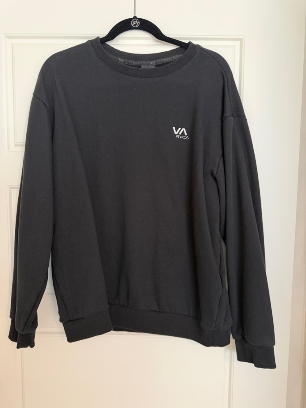 RVCA Black Crewneck Sweatshirt with White VA Logo